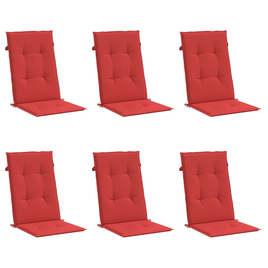 Cuscini per Sedie 6 pz Rossi 120x50x3 cm in Tessuto