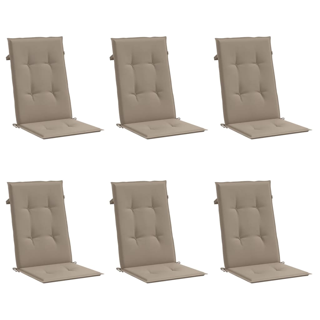 Cuscini per Sedie Alte 6 pz Tortora 120x50x3 cm in Tessuto