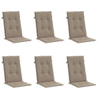 Cuscini per Sedie Alte 6 pz Tortora 120x50x3 cm in Tessuto