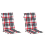 Cuscini per Sedie 2 pz Rossi a Quadri 120x50x3 cm in Tessuto