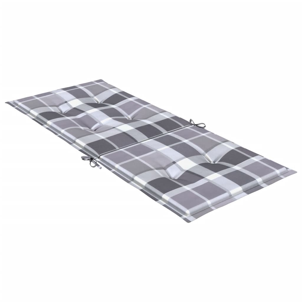 Cuscini per Sedie 4 pz Grigi a Quadri 120x50x3 cm in Tessuto