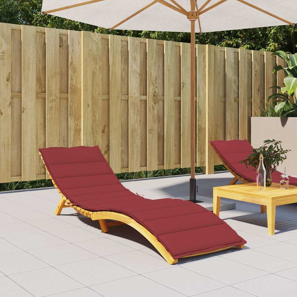 Cuscino per Lettino Rosso Vino 200x60x3 cm in Tessuto Oxford