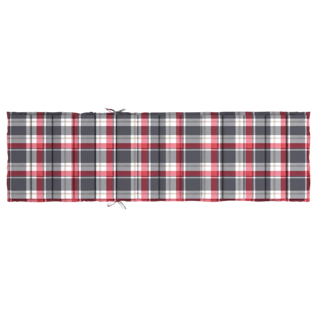 Cuscino per Lettino a Quadri Rossi 200x70x3 cm Tessuto Oxford