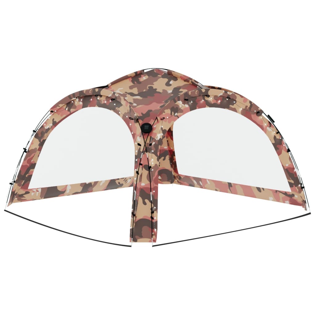 Tenda per Feste con LED e 4 Pareti 3,6x3,6x2,3 m Mimetica
