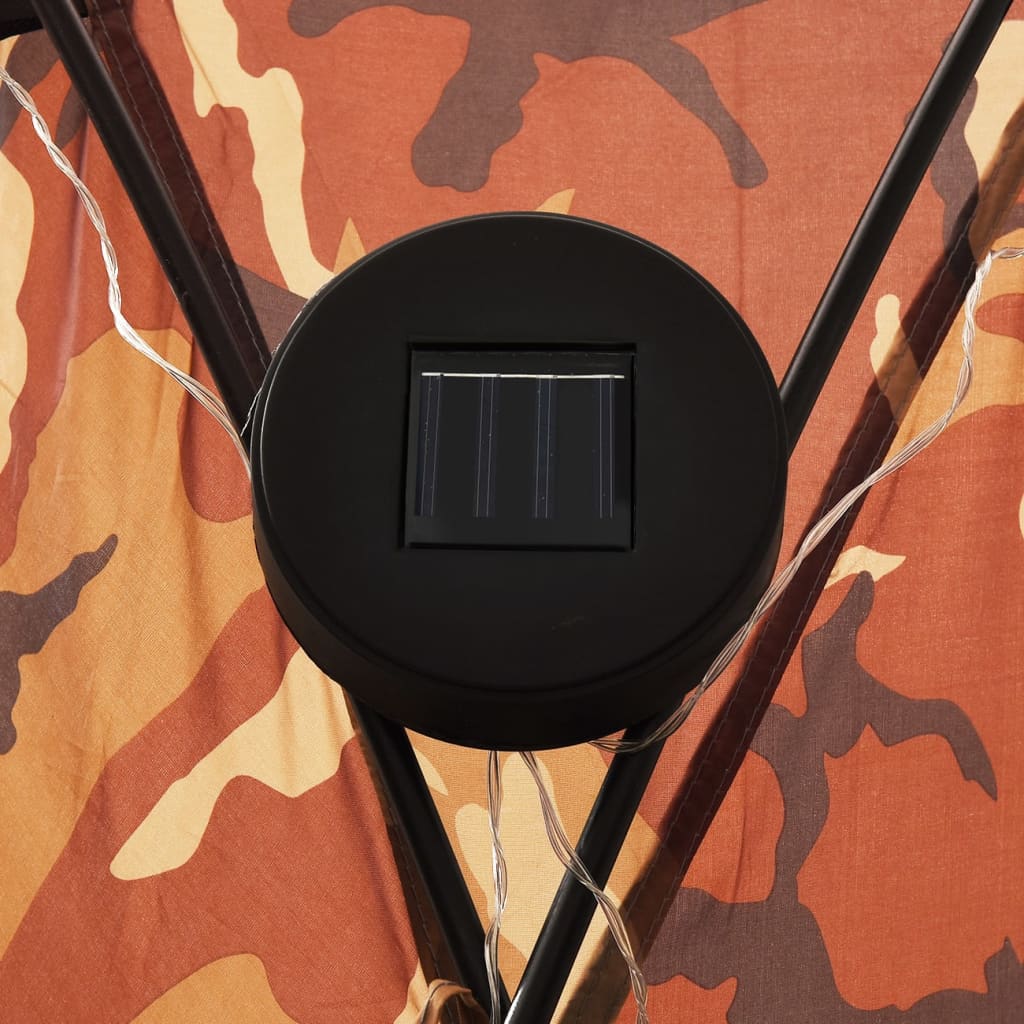 Tenda per Feste con LED e 4 Pareti 3,6x3,6x2,3 m Mimetica