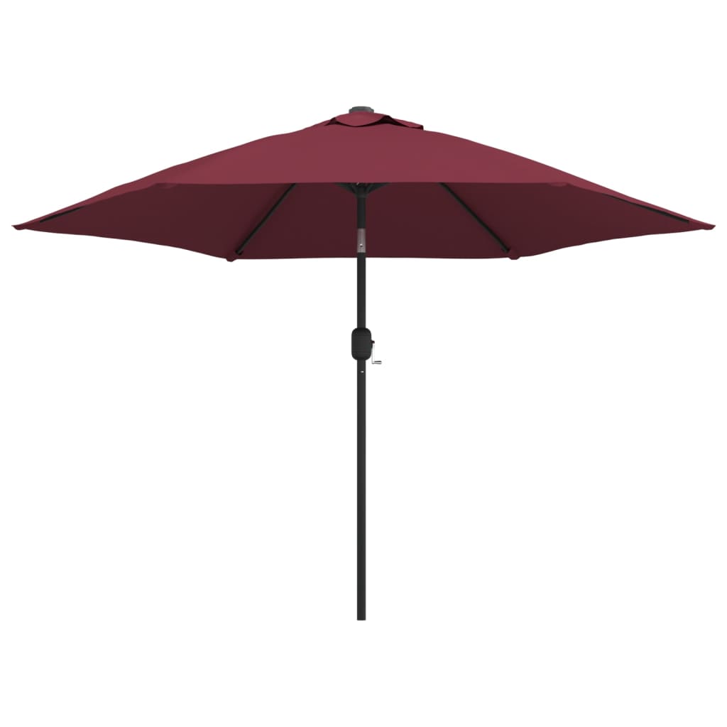 Ombrellone da Giardino con LED Palo Acciaio 300 cm Rosso Bordò