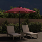 Ombrellone da Giardino con LED Palo Acciaio 300 cm Rosso Bordò