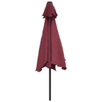 Ombrellone da Giardino con LED Palo Acciaio 300 cm Rosso Bordò