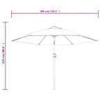 Ombrellone da Giardino con LED Palo Acciaio 300 cm Rosso Bordò