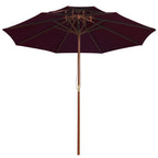 Ombrellone a Due Livelli con Palo in Legno 270 cm Rosso Bordò
