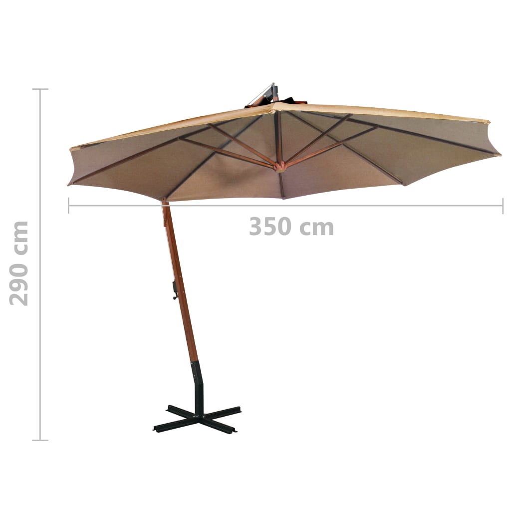Ombrellone a Sbalzo Grigio Talpa 3,5x2,9 m Palo Abete Massello