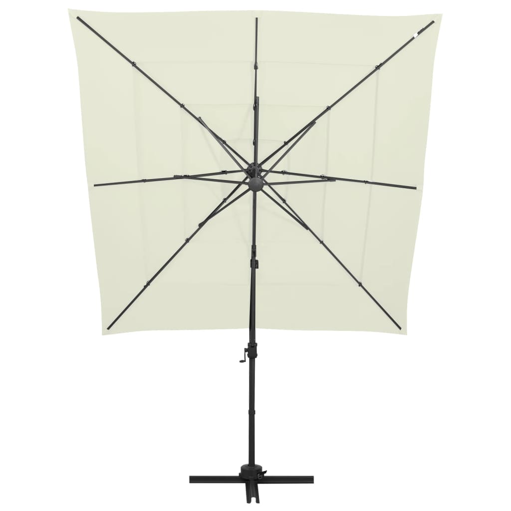 Ombrellone a Sbalzo 4 Livelli Palo Alluminio 250x250 cm Sabbia