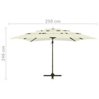 Ombrellone a Sbalzo 4 Livelli Palo Alluminio 250x250 cm Sabbia