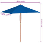 Ombrellone da Giardino con Palo in Legno 150x200 cm Blu