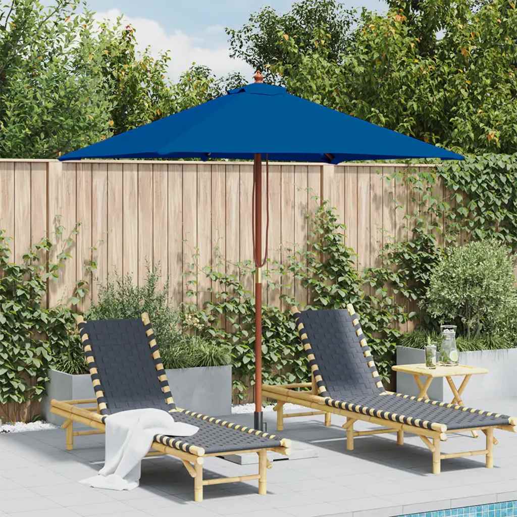 Ombrellone da Giardino con Palo in Legno 150x200 cm Blu