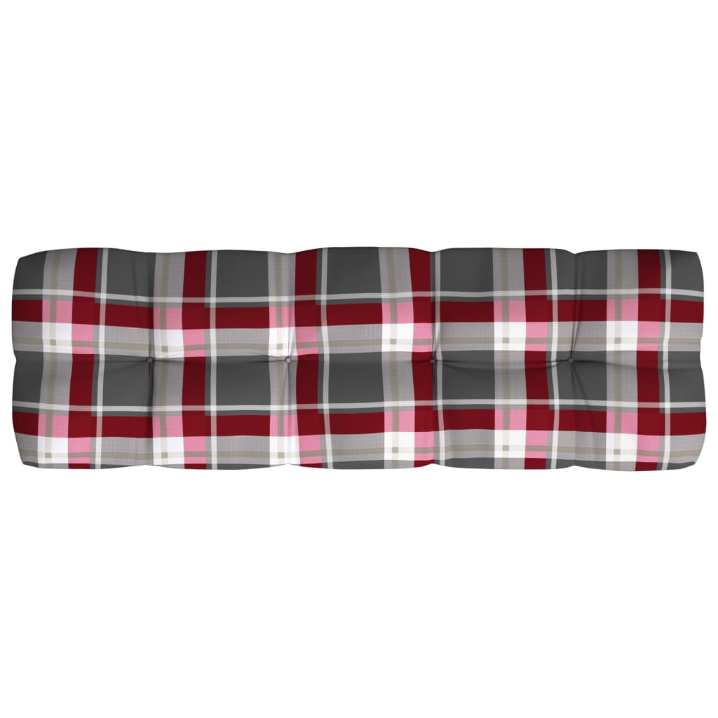 Cuscini per Divano Pallet 7 pz Rosso Motivo a Quadri