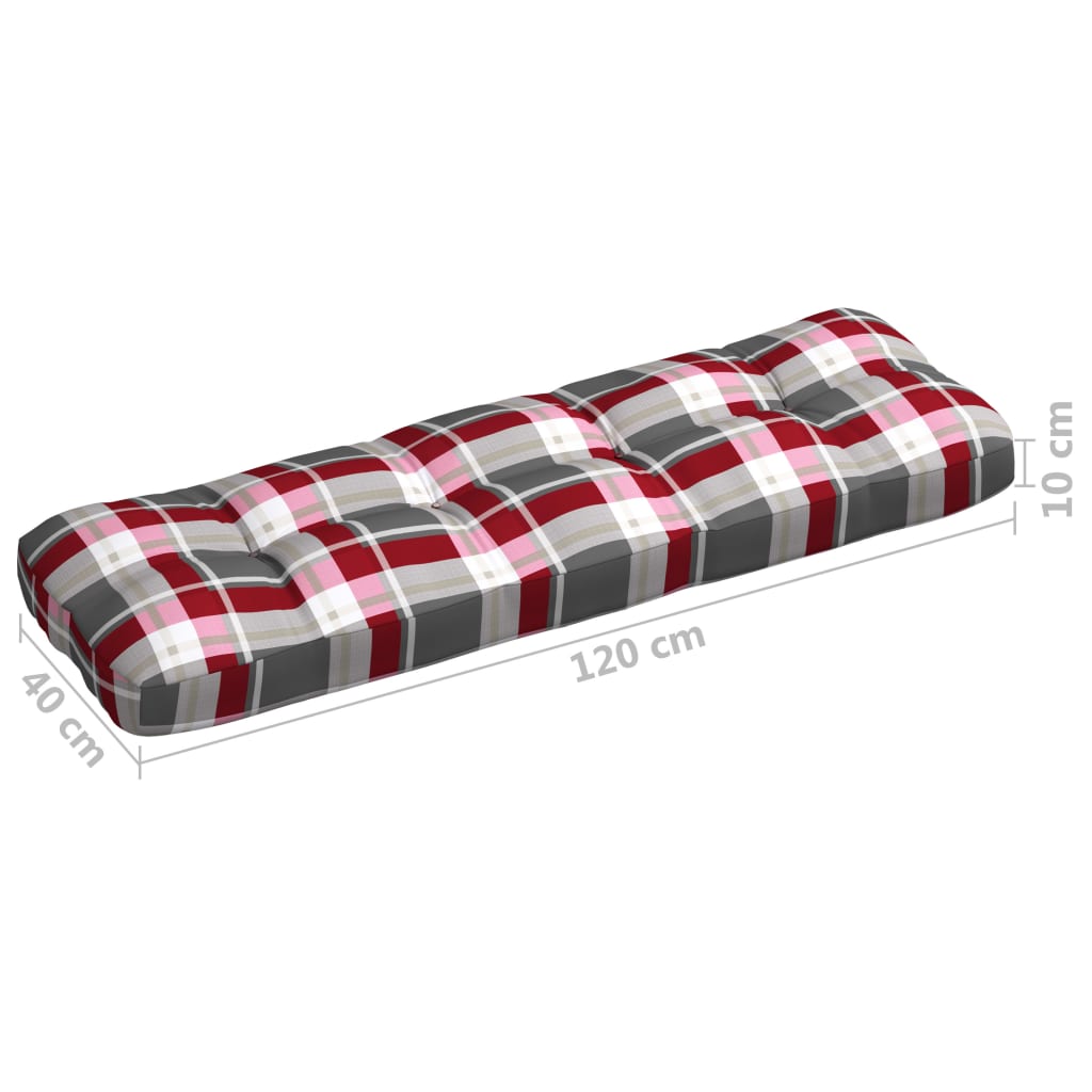 Cuscini per Divano Pallet 7 pz Rosso Motivo a Quadri