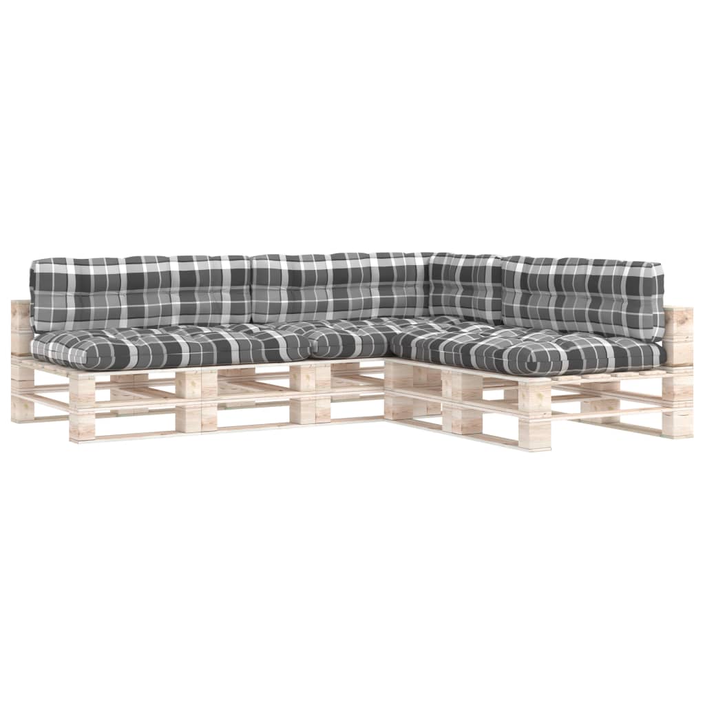 Cuscini per Divano Pallet 7 pz Grigio Motivo a Quadri