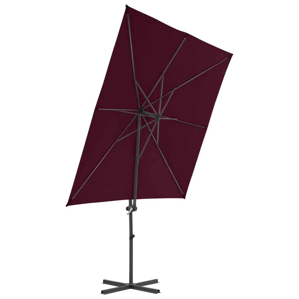 Ombrellone a Sbalzo con Palo in Acciaio 250x250 cm Bordeaux