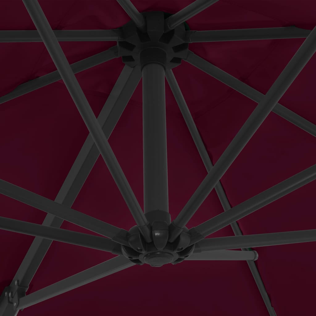 Ombrellone a Sbalzo con Palo in Acciaio 250x250 cm Bordeaux