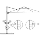 Ombrellone a Sbalzo con Palo in Acciaio 250x250 cm Bordeaux