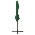 Ombrellone a Sbalzo con Palo e Luci a LED Verde 300 cm
