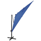 Ombrellone a Sbalzo con Palo e Luci a LED Azzurro 300 cm