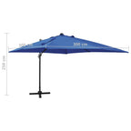 Ombrellone a Sbalzo con Palo e Luci a LED Azzurro 300 cm