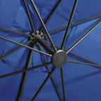 Ombrellone a Sbalzo con Palo e Luci a LED Azzurro 300 cm