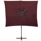 Ombrellone a Sbalzo con LED 250x250 cm Bordeaux
