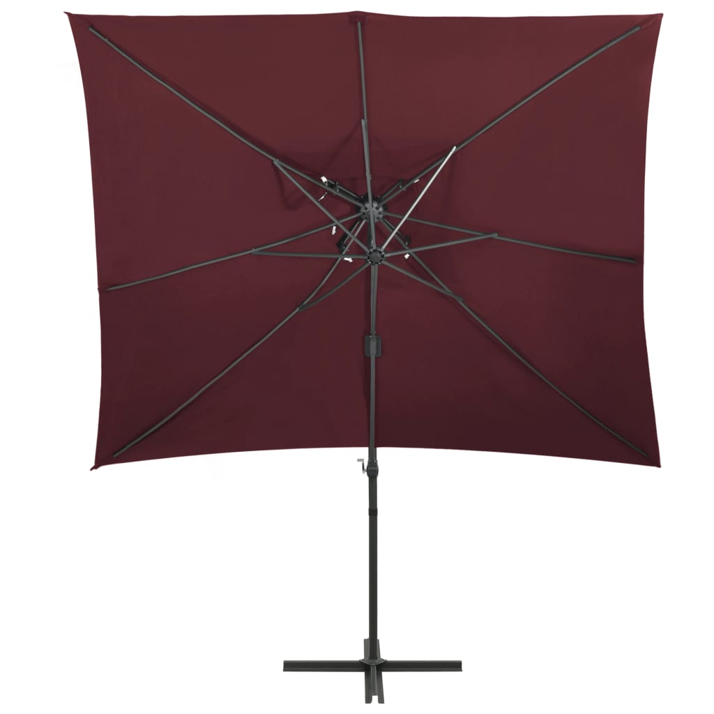 Ombrellone a Sbalzo con LED 250x250 cm Bordeaux