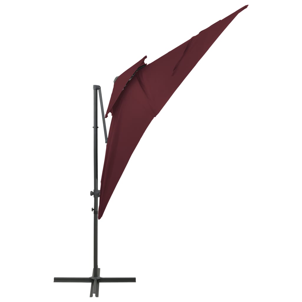 Ombrellone a Sbalzo con LED 250x250 cm Bordeaux