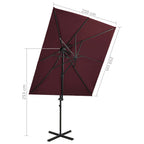 Ombrellone a Sbalzo con LED 250x250 cm Bordeaux
