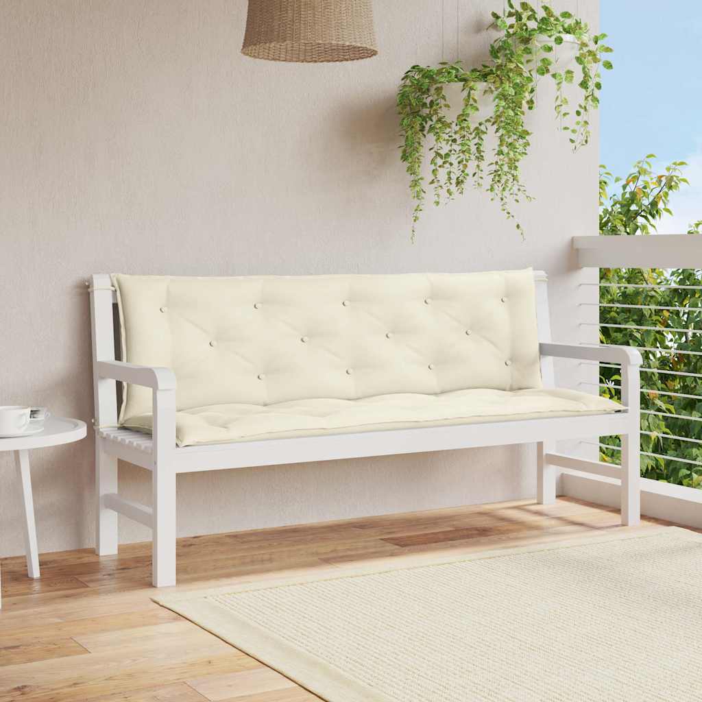 Cuscini Panca Giardino 2pz Bianco Crema 150x50x7 Tessuto Oxford