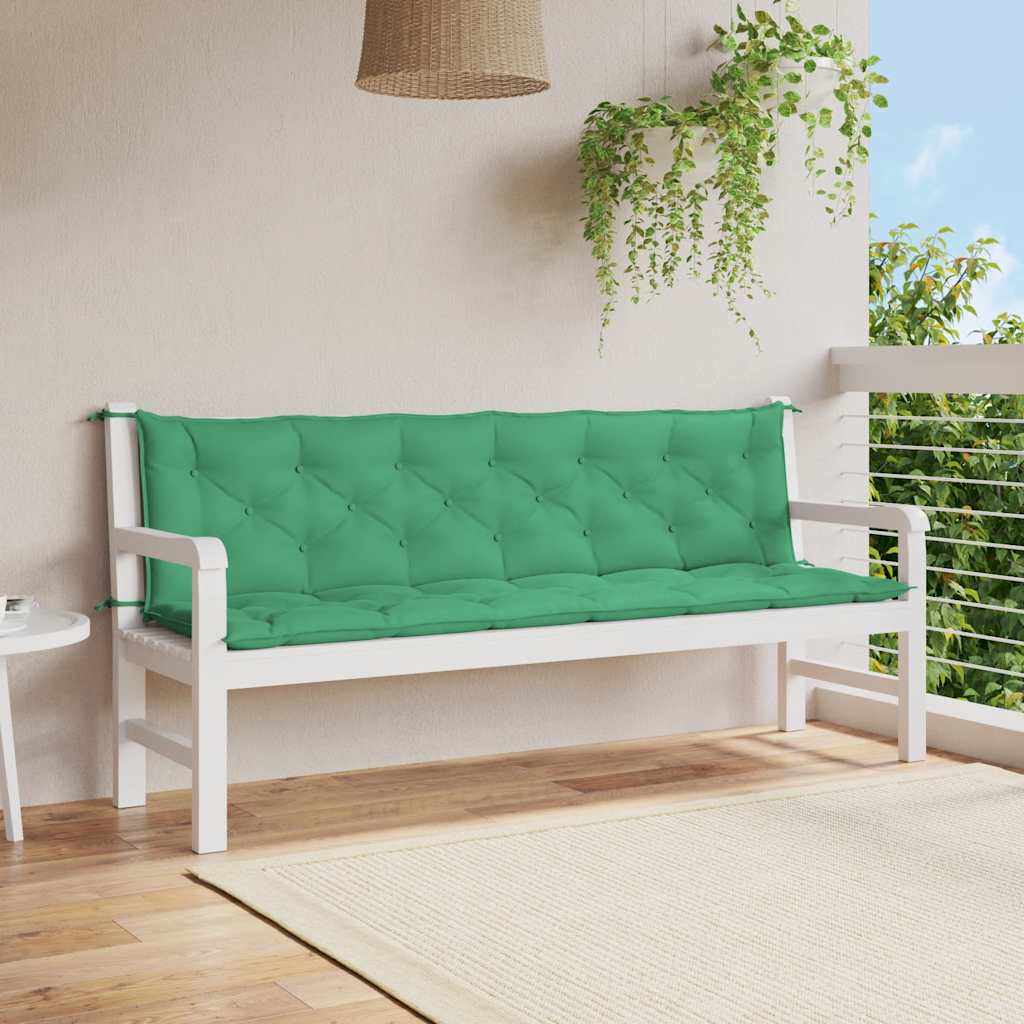Cuscini per Panca 2 pz Verdi 200x50x7 cm in Tessuto Oxford