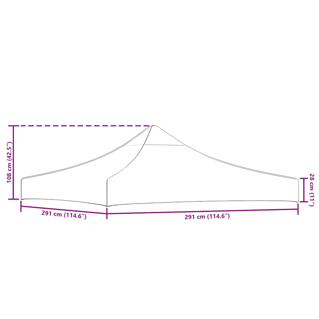Tetto per Tendone per Feste 3x3 m Marrone 270 g/m²
