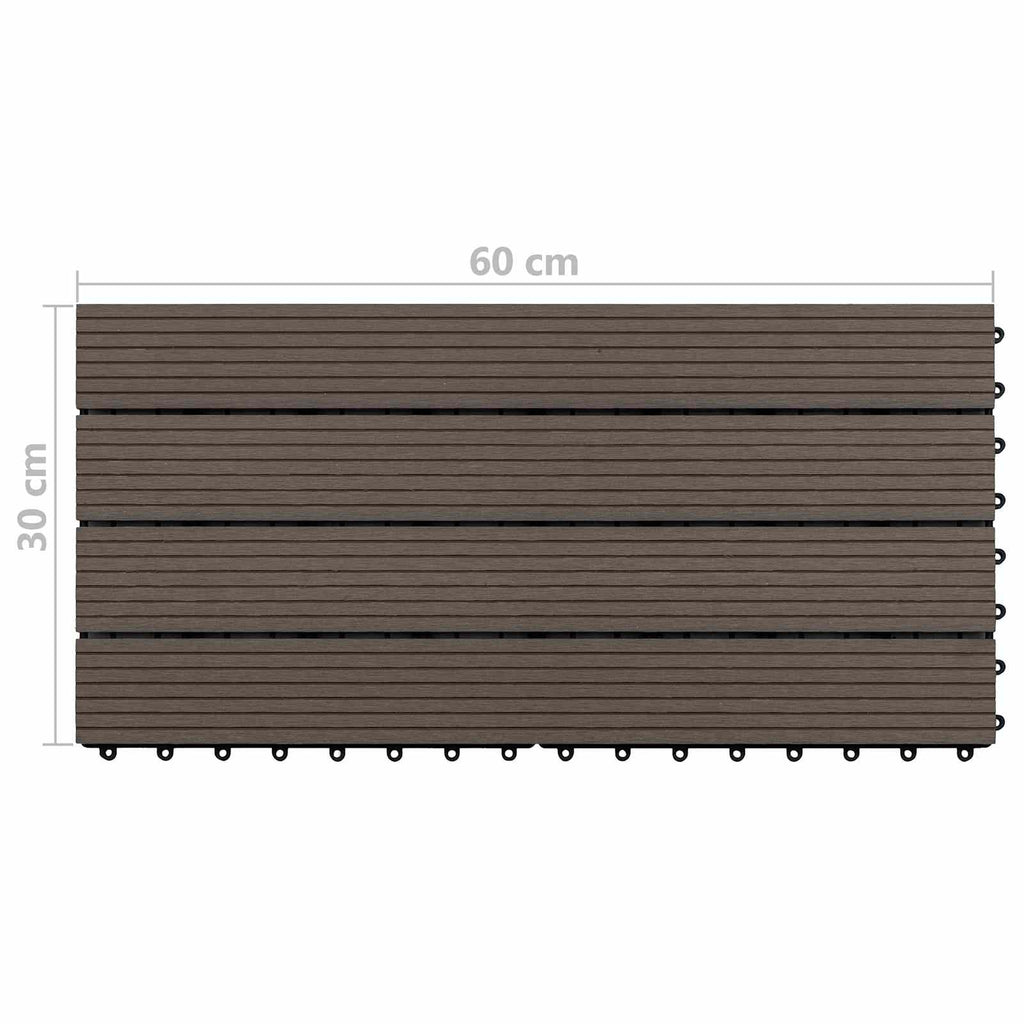 Piastrella per Decking 6 pcs Marrone Scuro 60 x 30 cm WPC