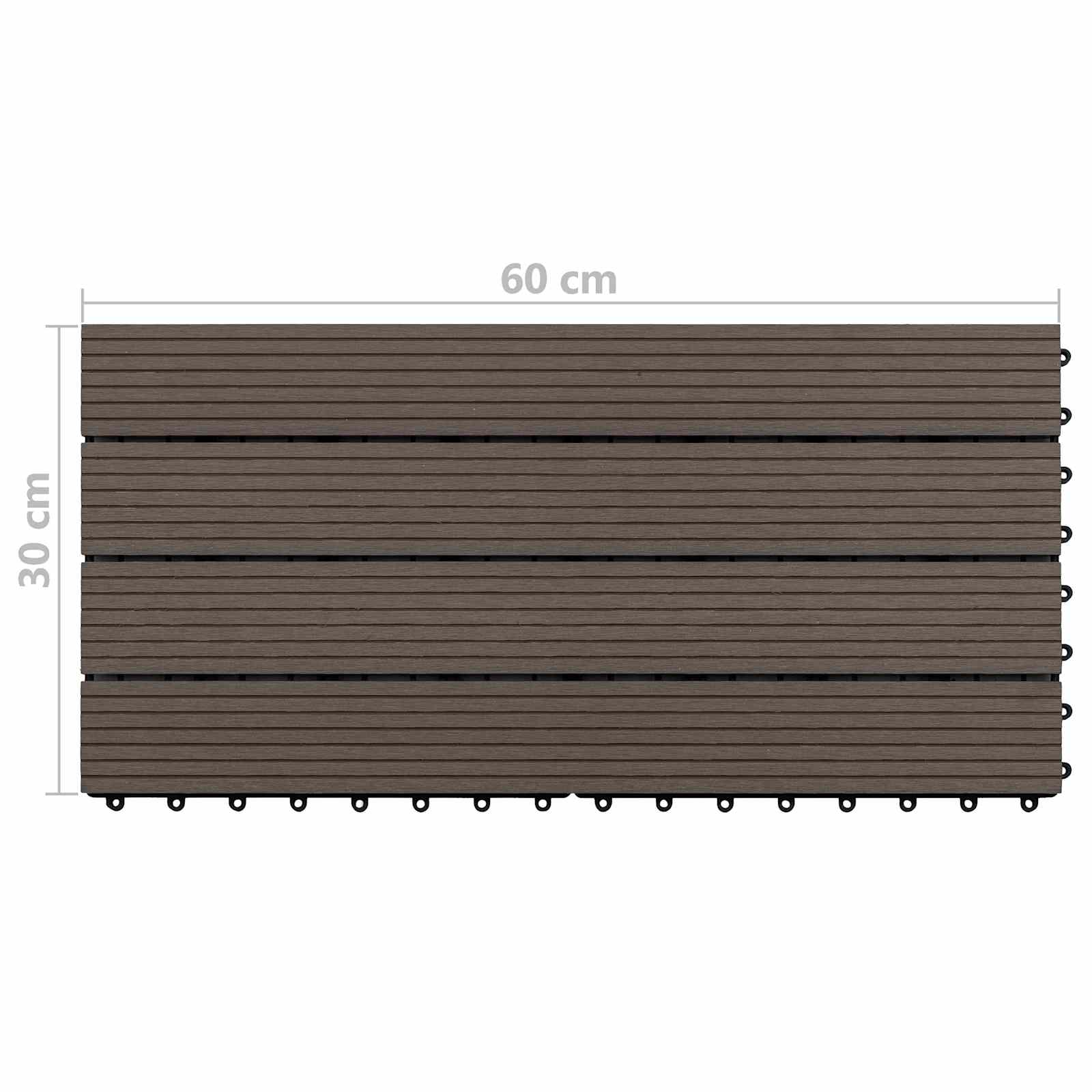 Piastrella per Decking 6 pcs Marrone Scuro 60 x 30 cm WPC