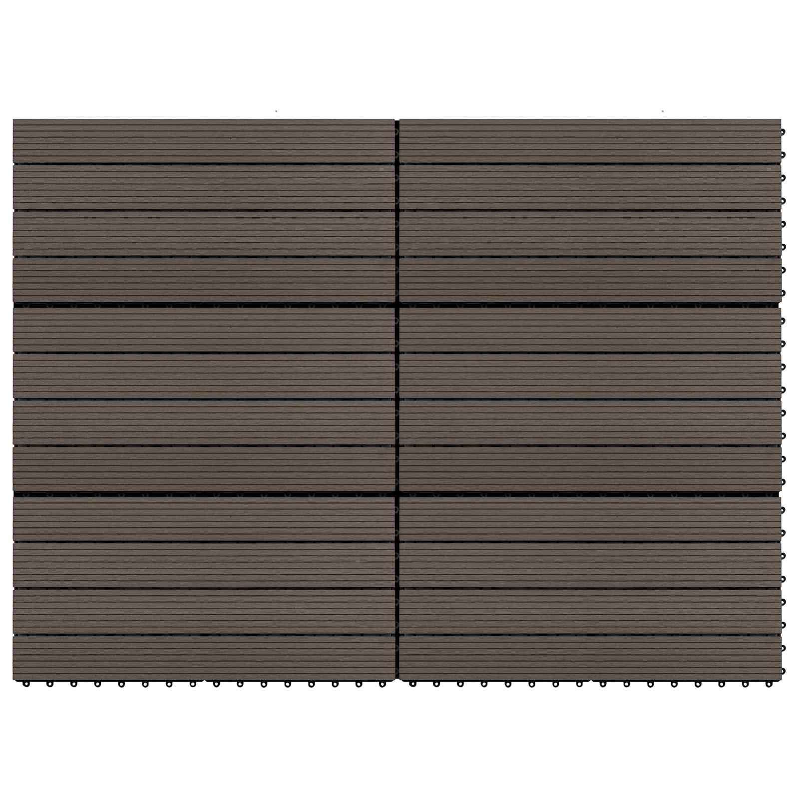 Piastrella per Decking 6 pcs Marrone Scuro 60 x 30 cm WPC