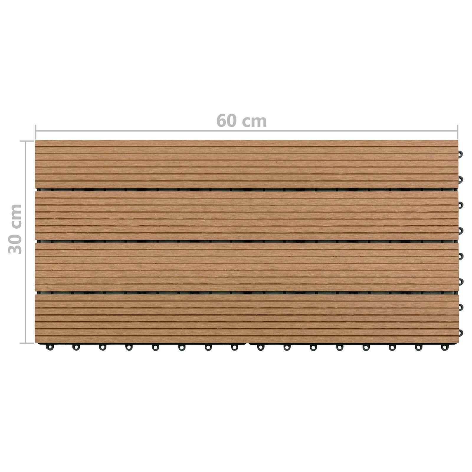 Piastrella per Decking 6 pcs Marrone 60 x 30 cm WPC