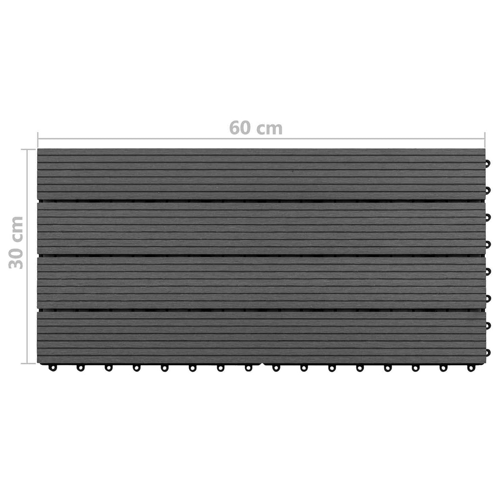 Piastrella per Decking 6 pcs Nero 60 x 30 cm WPC