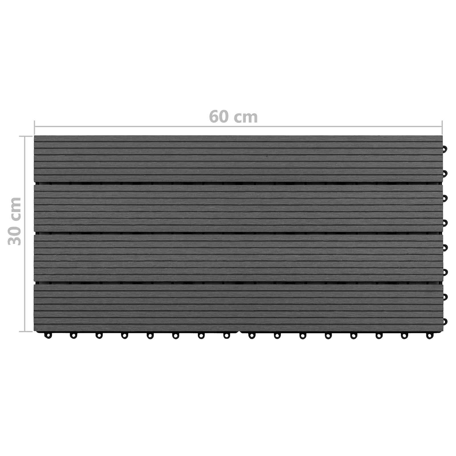 Piastrella per Decking 6 pcs Nero 60 x 30 cm WPC