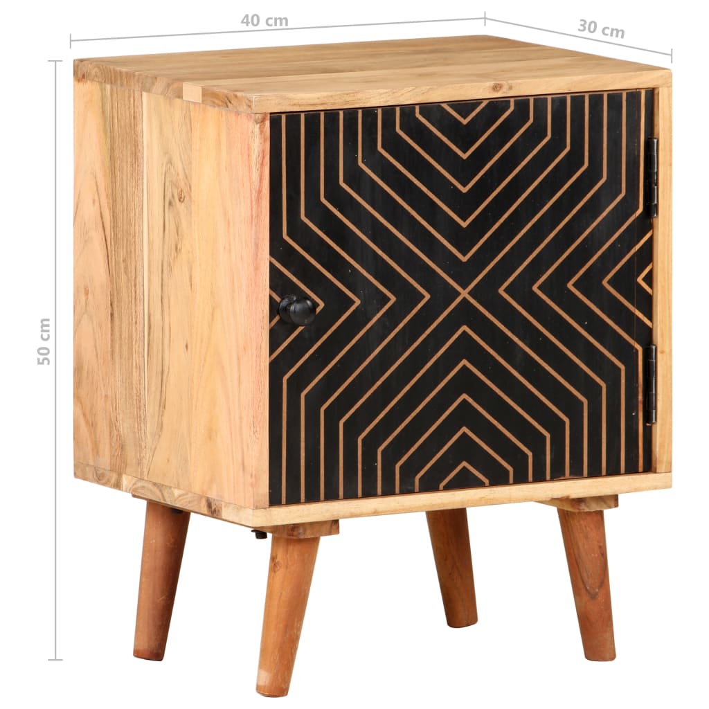 Comodino 40x30x50 cm in Legno Massello di Acacia