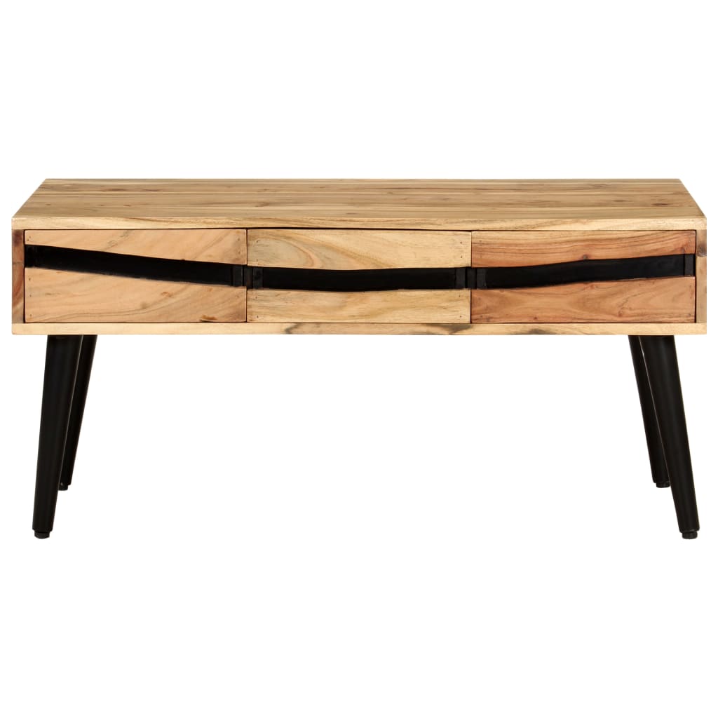 Tavolino da Salotto 88x50x42 cm in Legno Massello di Acacia