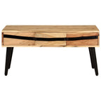 Tavolino da Salotto 88x50x42 cm in Legno Massello di Acacia