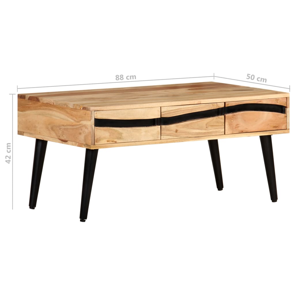 Tavolino da Salotto 88x50x42 cm in Legno Massello di Acacia