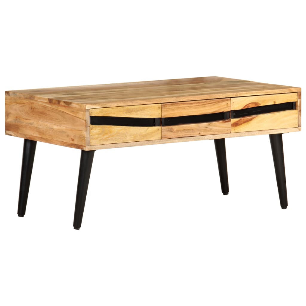 Tavolino da Salotto 88x50x42 cm in Legno Massello di Acacia