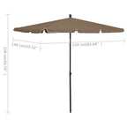 Ombrellone da Giardino con Palo 210x140 cm Tortora