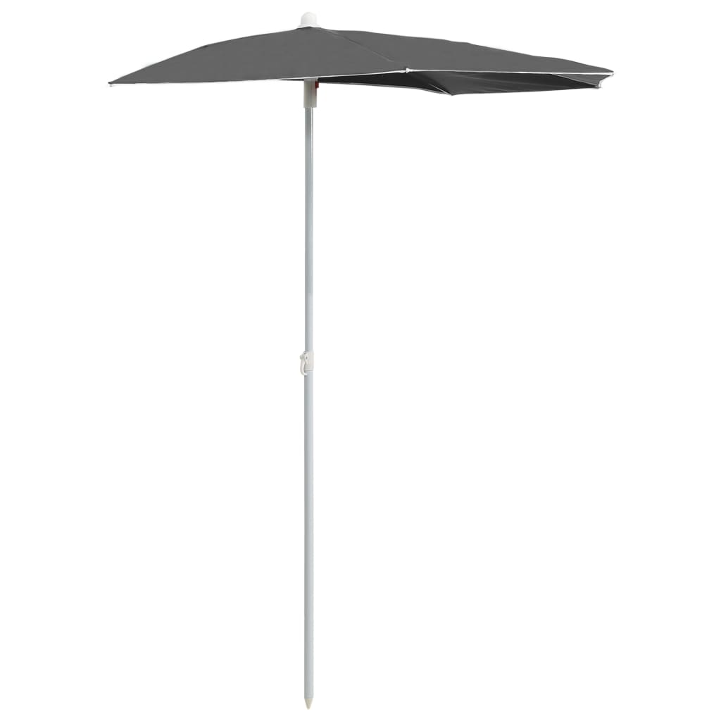 Ombrellone Semicircolare con Palo 180x90 cm Antracite
