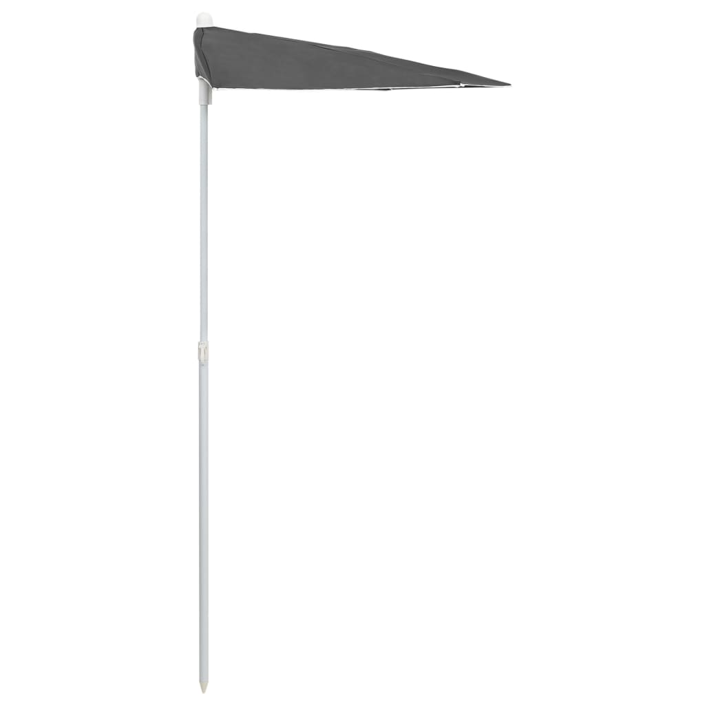 Ombrellone Semicircolare con Palo 180x90 cm Antracite